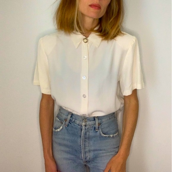 Vintage Tops - Vintage 80’s 90’s Secretary Collared Western Blouse